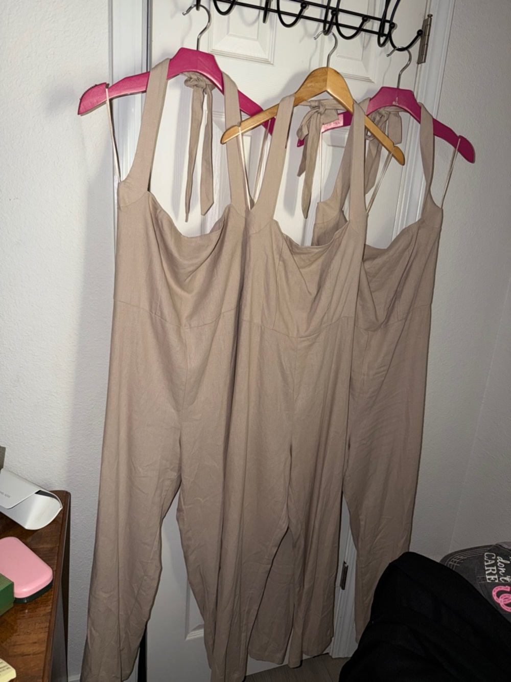 Love Tree Beige Linen-Blend Jumpsuit